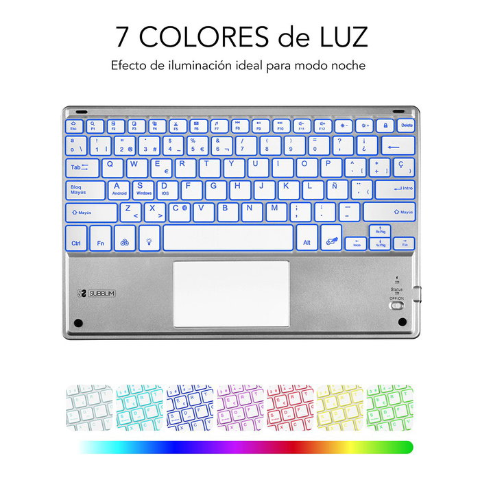 Subblim Teclado Bluetooth Smart Backlit con Touchpad Silver SMBT50 Subblim Teclado Bluetooth Smart Backlit con Touchpad Silver SMBT50